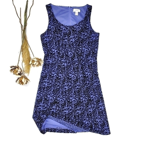 Loft Blue Suede Embroidered Light Shift Dress 2 - Picture 6 of 11